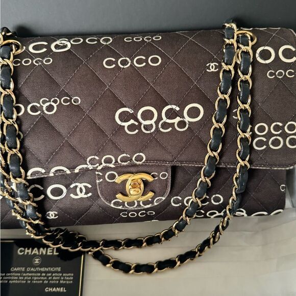 Chanel vintage classic double flap coco print black - Picture 3 of 16
